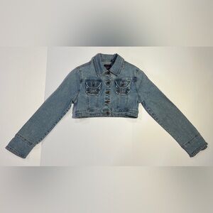 One Tuff Babe Cropped Denim Jacket Size Small